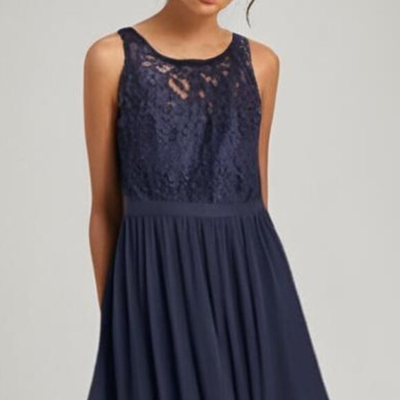 **Adrianna Papell** Formal Navy Blue Lace Dress Size 14 - Picture 1 of 12